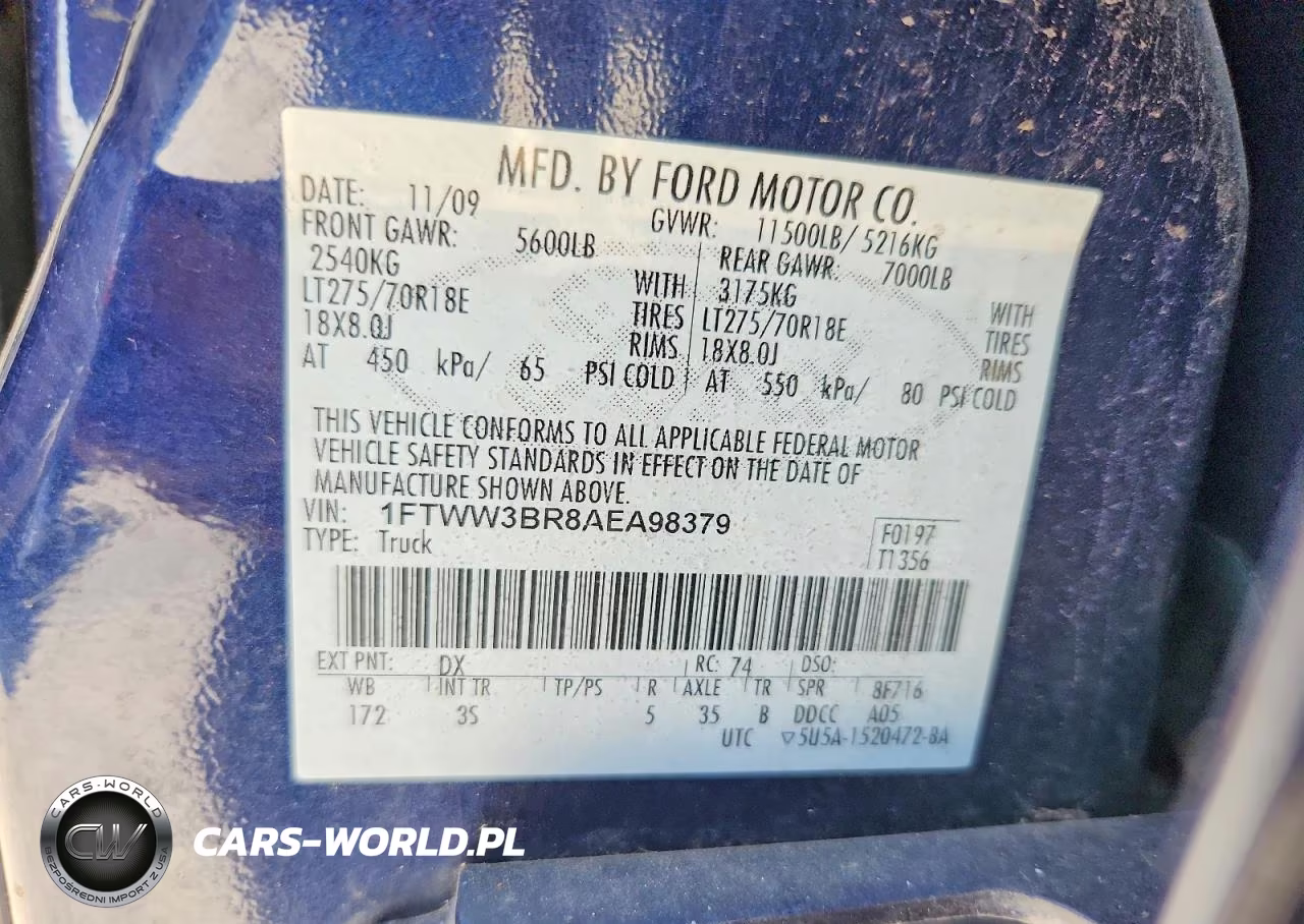 2010 Ford F350 Super Duty VIN:1FTWW3BR8AEA98379 - 12