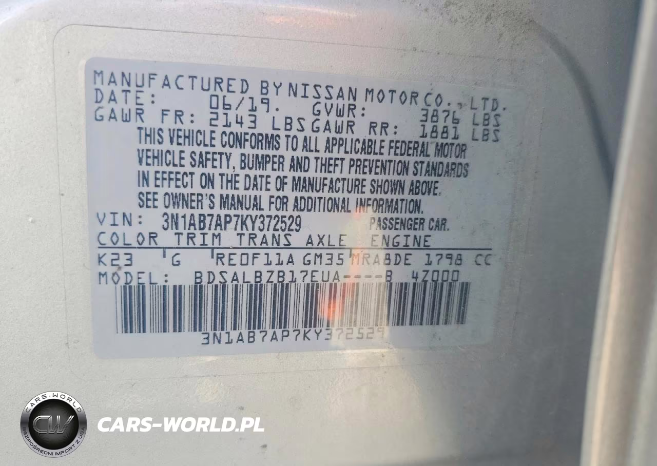 2019 Nissan Sentra S VIN:3N1AB7AP7KY372529 - 12