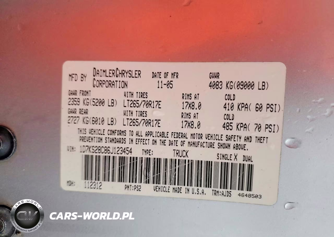 2006 Dodge Ram 2500 St VIN:1D7KS28C86J123454 - 12