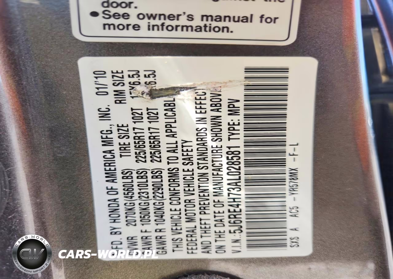 2010 Honda Cr-V Exl VIN:5J6RE4H73AL028581 - 14