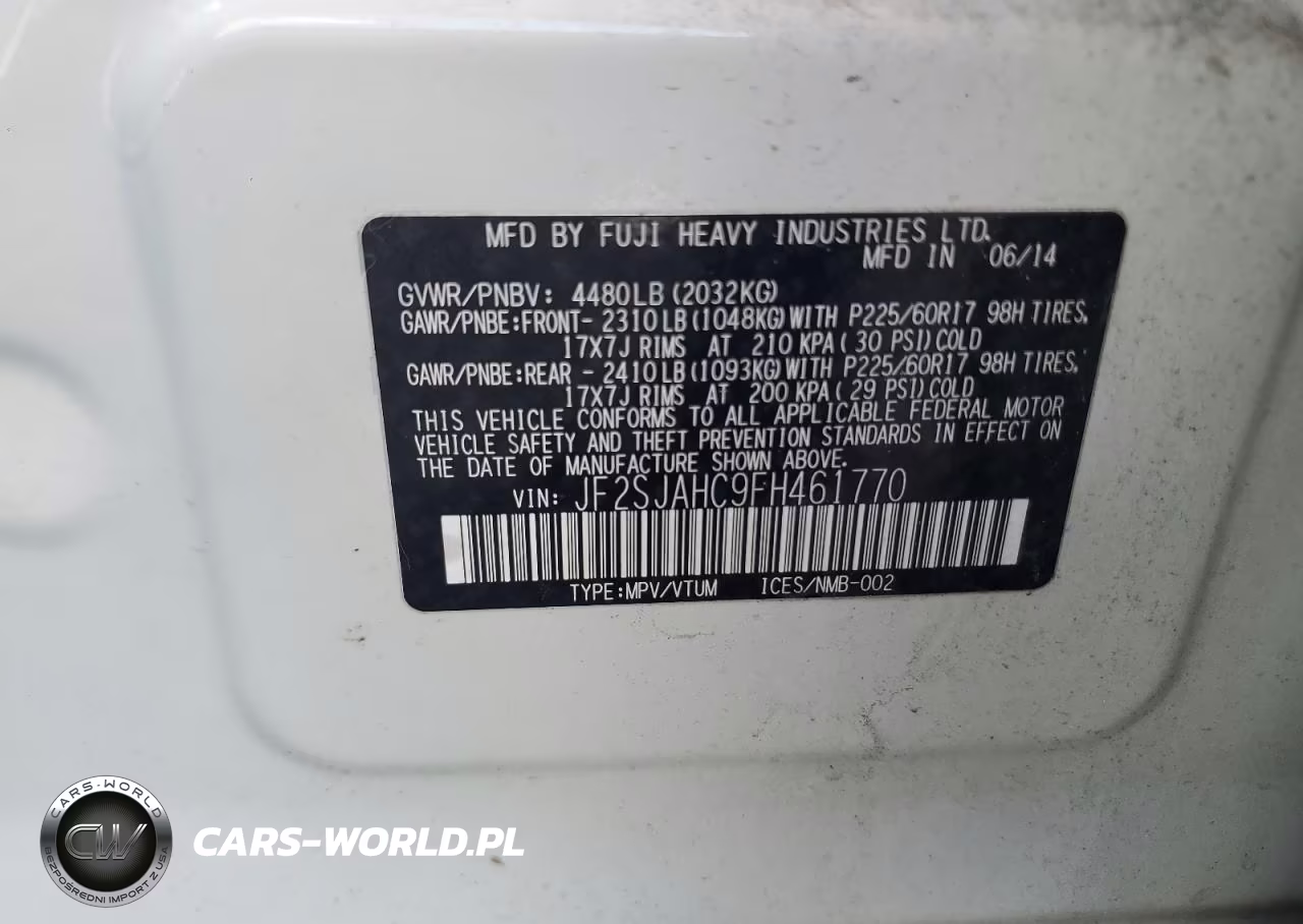 2015 Subaru Forester 2.5I Limited VIN:JF2SJAHC9FH461770 - 14