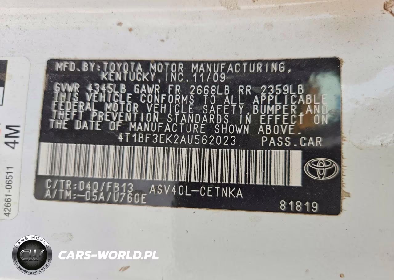 2010 Toyota Camry Le VIN:4T1BF3EK2AU562023 - 12