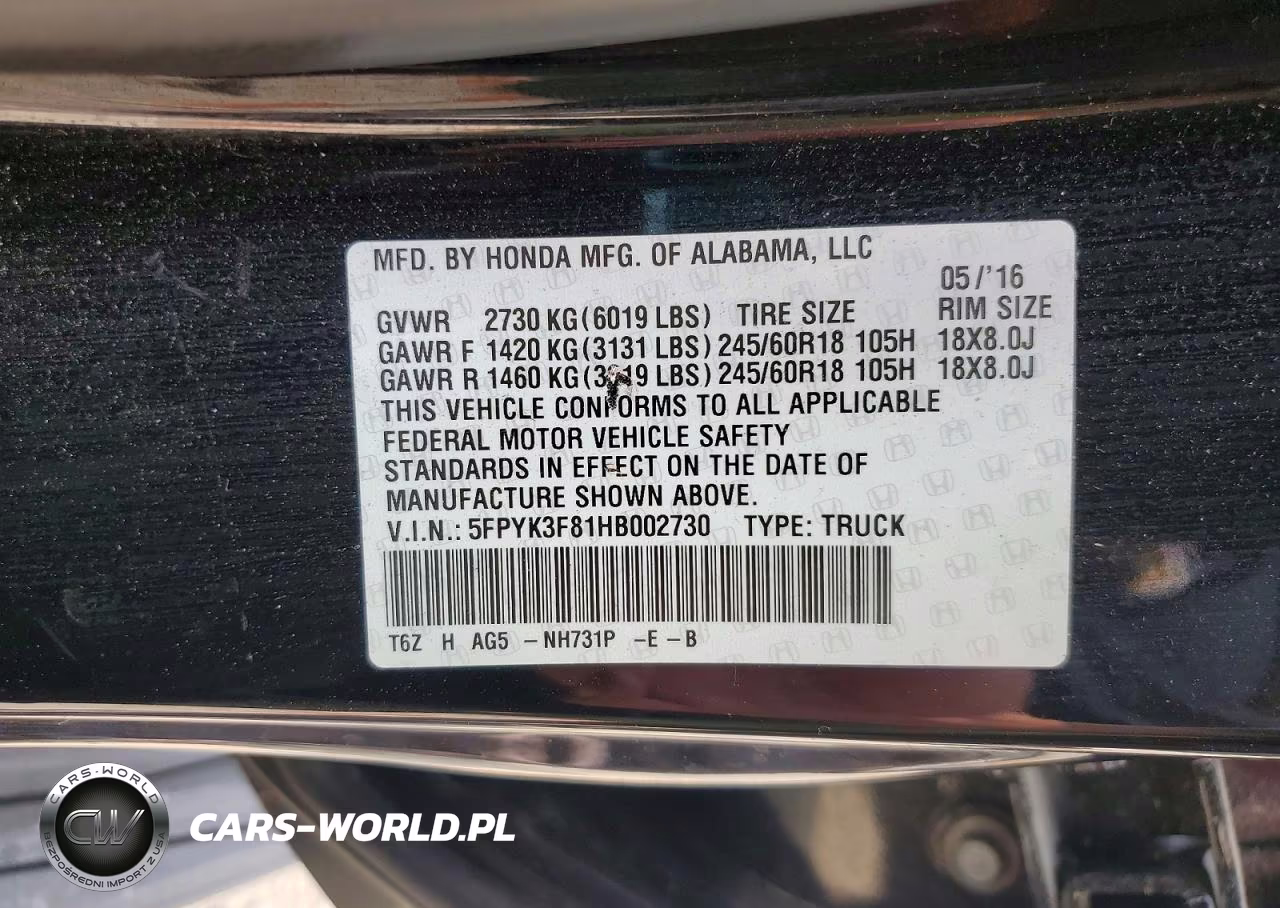 2017 Honda Ridgeline Black Edition VIN:5FPYK3F81HB002730 - 12