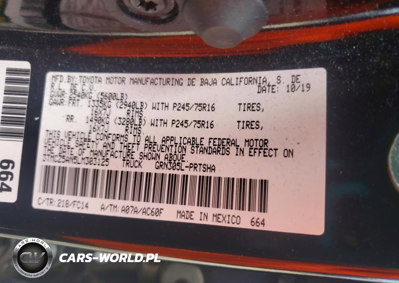 2020 Toyota Tacoma Sr5 V6 VIN:3TMCZ5AN5LM303125 - 13