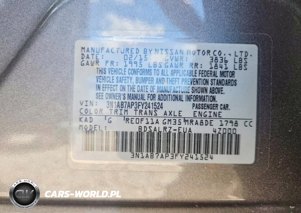 2015 Nissan Sentra Sr VIN:3N1AB7AP3FY241524 - 12
