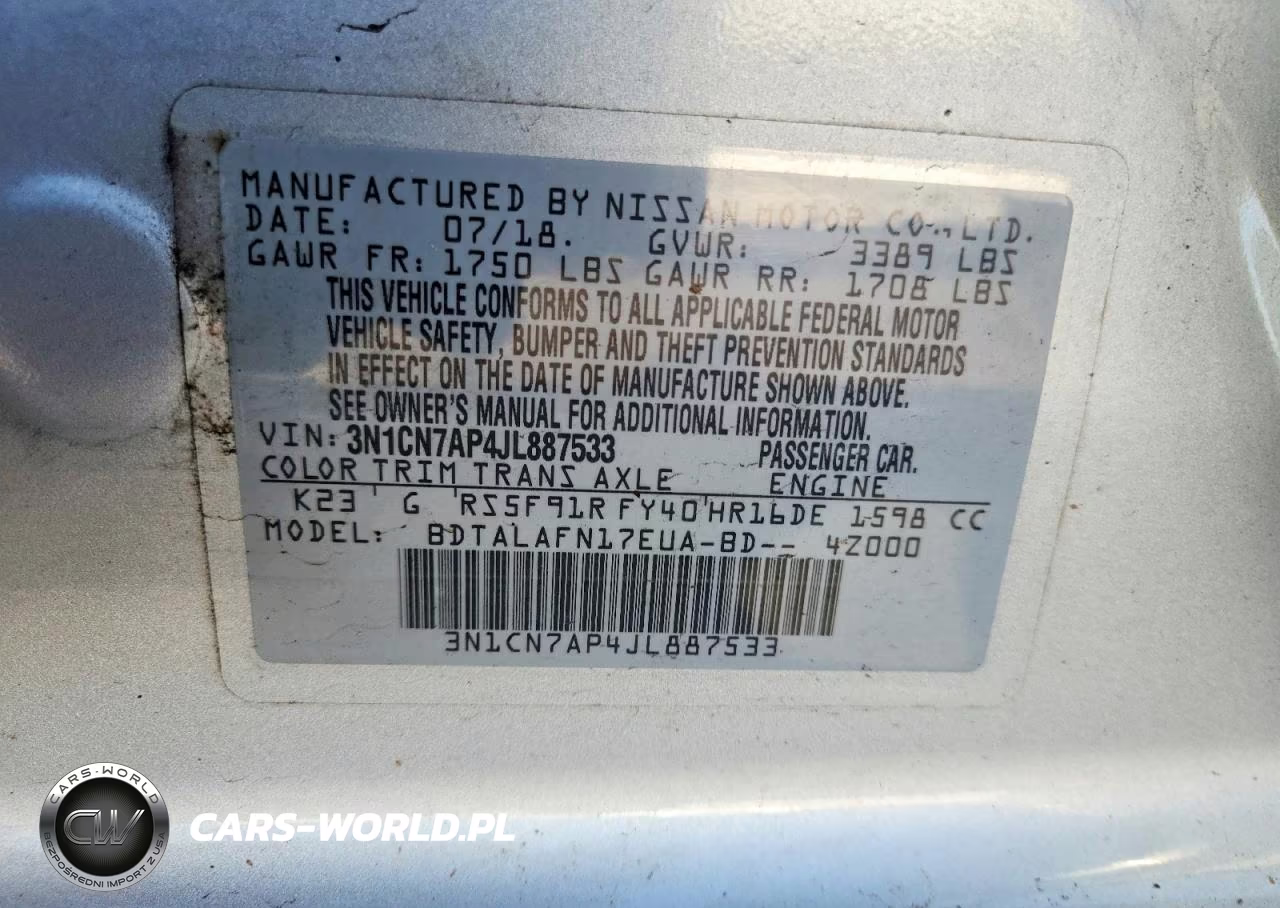 2018 Nissan Versa S VIN:3N1CN7AP4JL887533 - 13