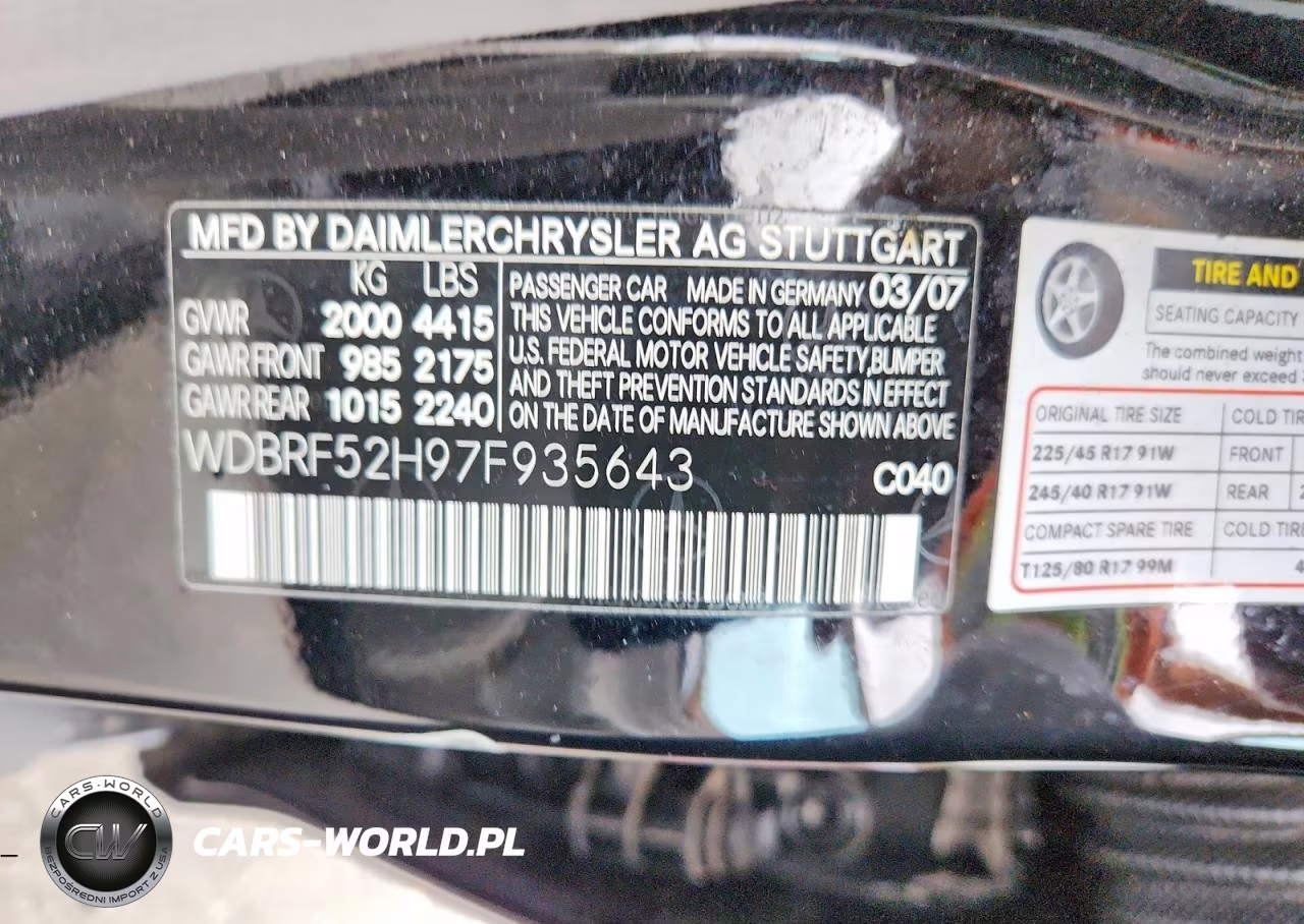 2007 Mercedes-Benz C 230 VIN:WDBRF52H97F935643 - 12