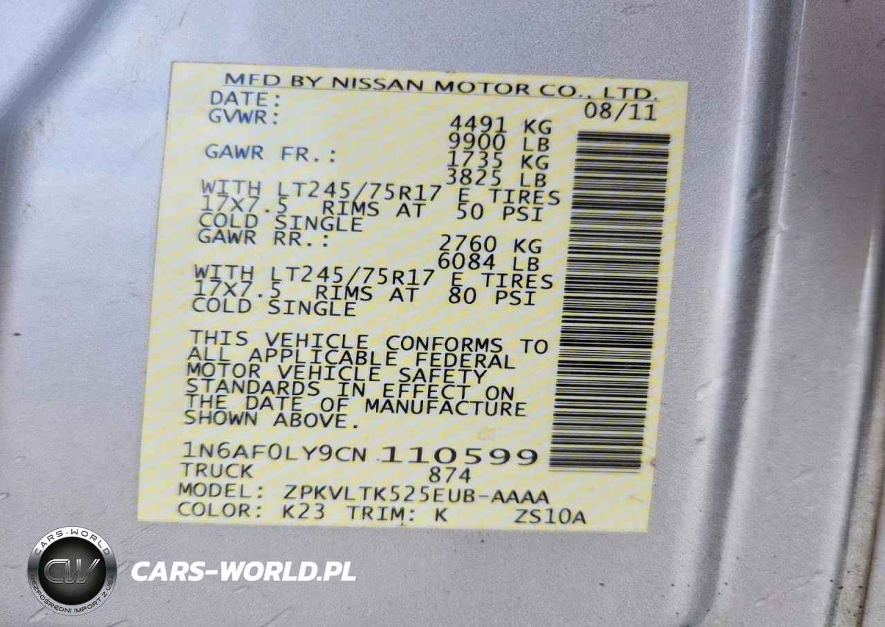 2012 Nissan Nv 2500 Hd S VIN:1N6AF0LY9CN110599 - 13