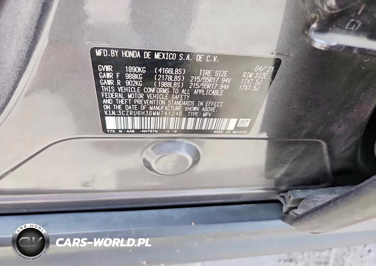 2021 Honda Hr-V Lx VIN:3CZRU6H36MM741246 - 13