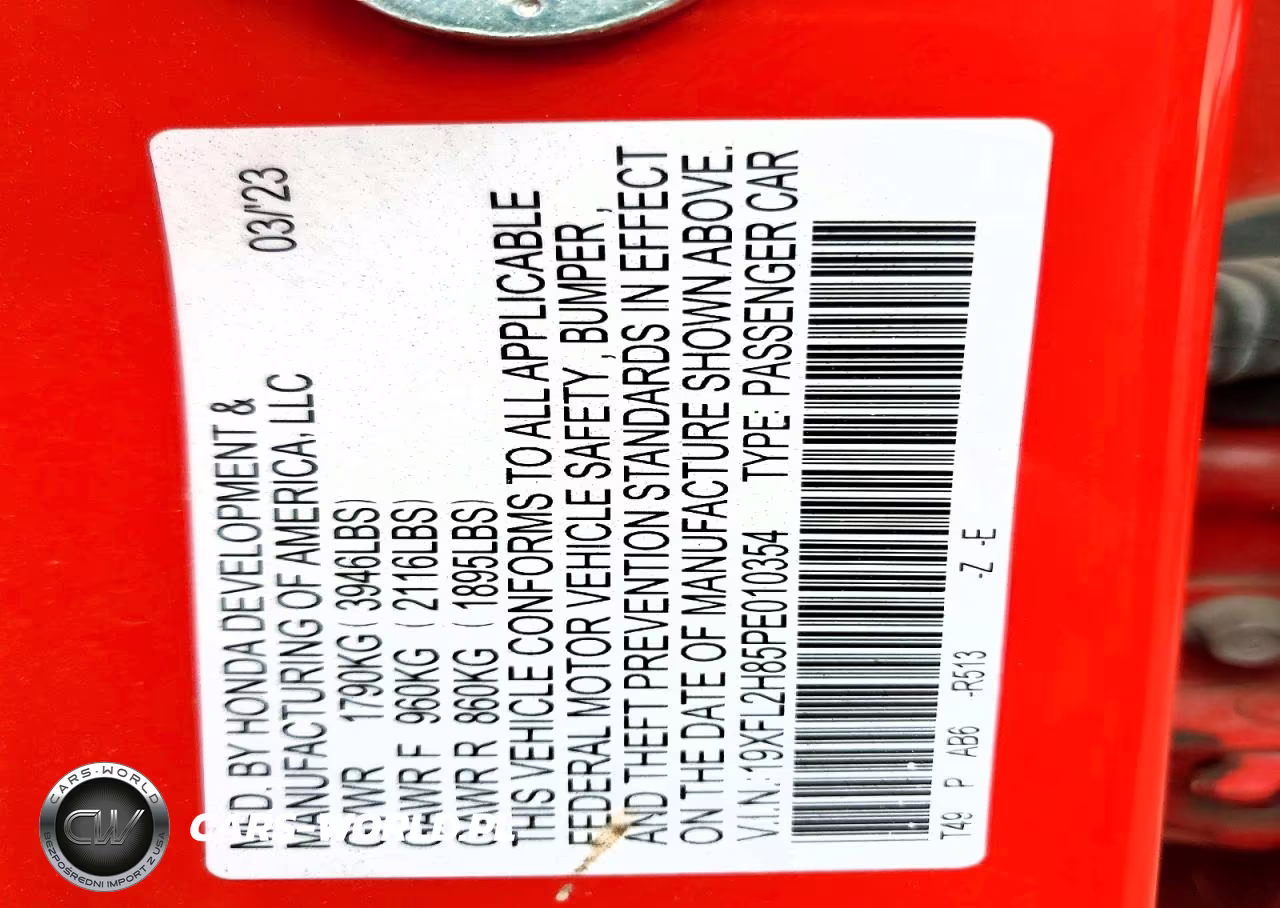 2023 Honda Civic Sport VIN:19XFL2H85PE010354 - 12