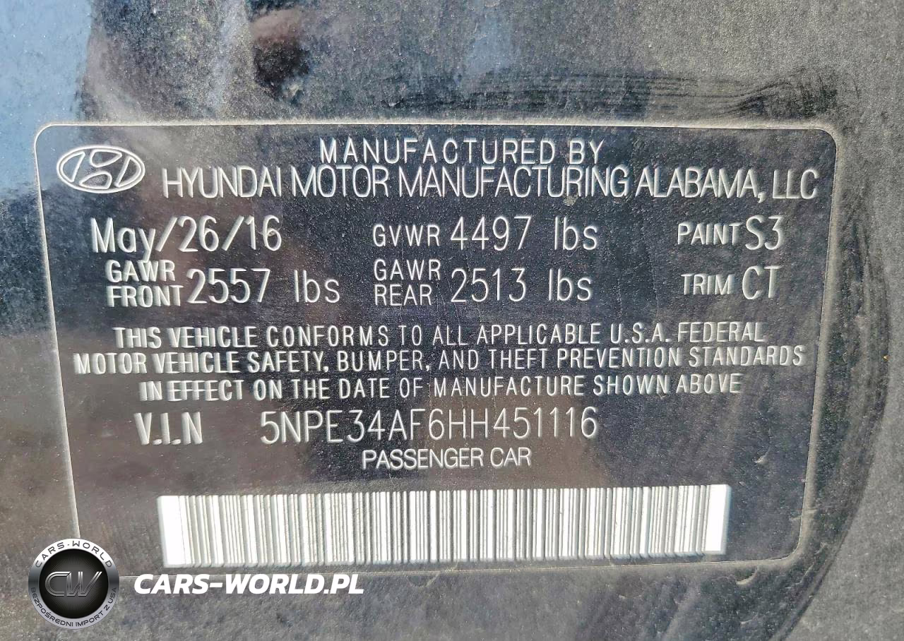 2017 Hyundai Sonata Sport VIN:5NPE34AF6HH451116 - 12