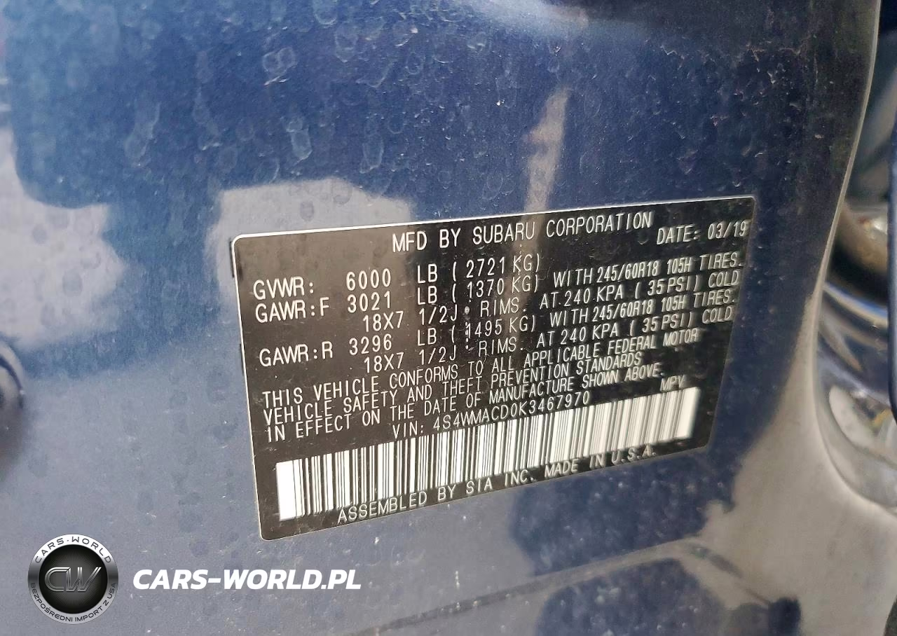 2019 Subaru Ascent Premium VIN:4S4WMACD0K3467970 - 13