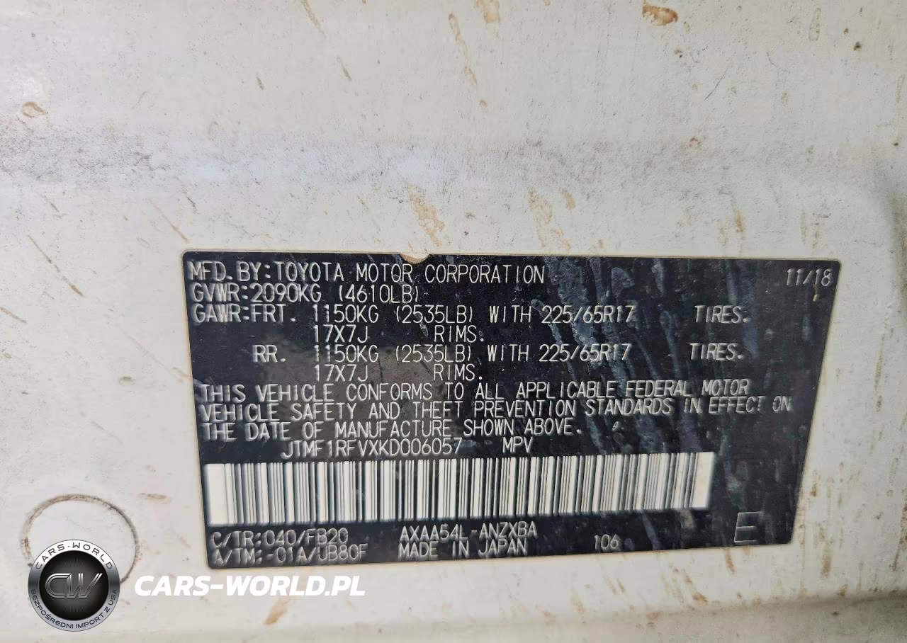 2019 Toyota Rav4 Le VIN:JTMF1RFVXKD006057 - 13
