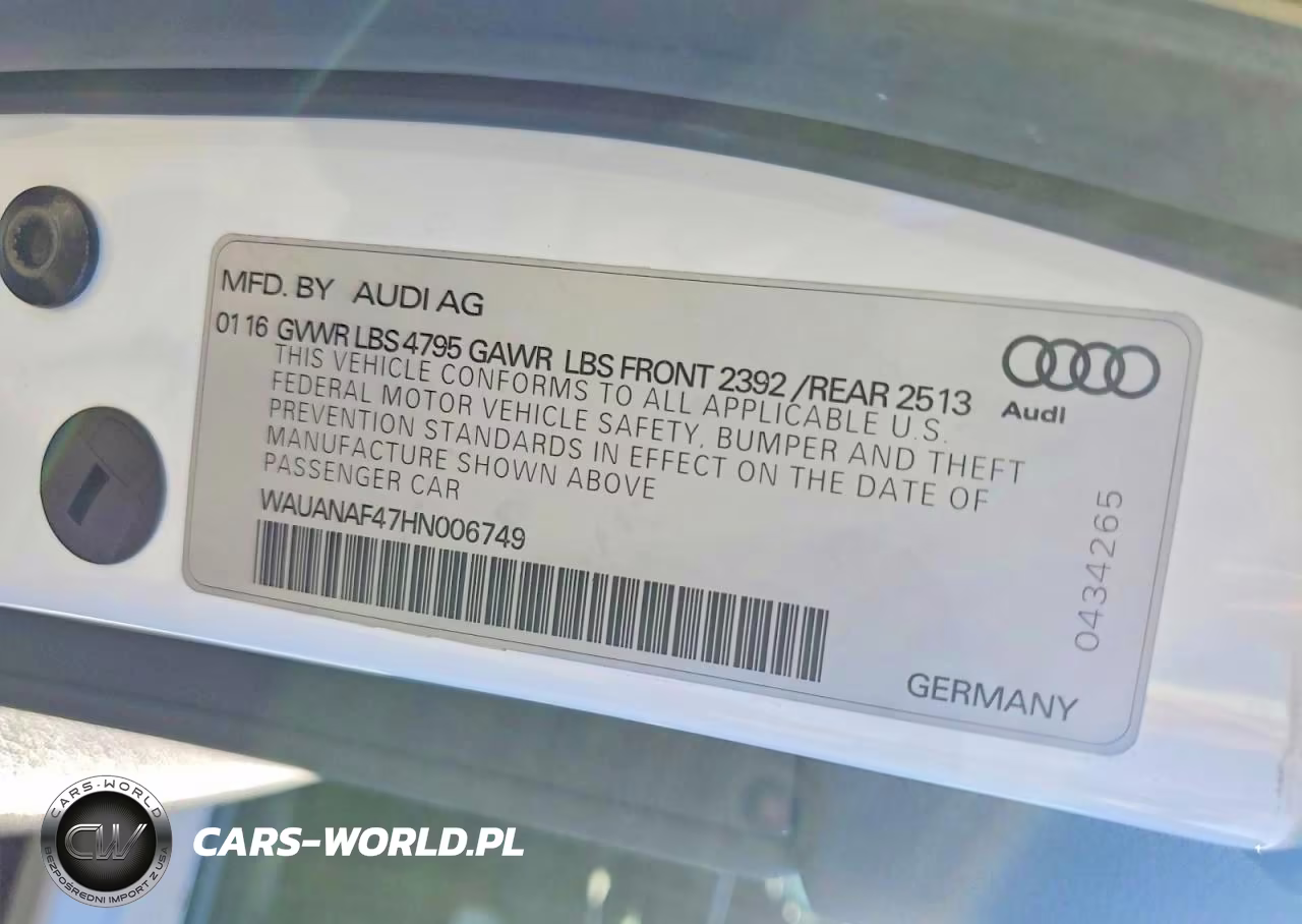 2017 Audi A4 Premium VIN:WAUANAF47HN006749 - 12