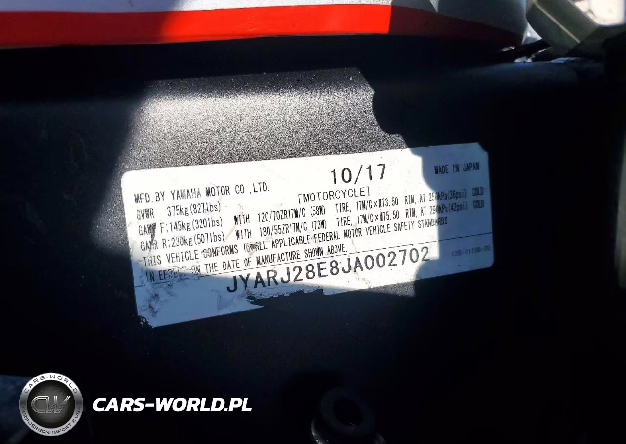 2018 Yamaha Yzfr6 VIN:JYARJ28E8JA002702 - 9