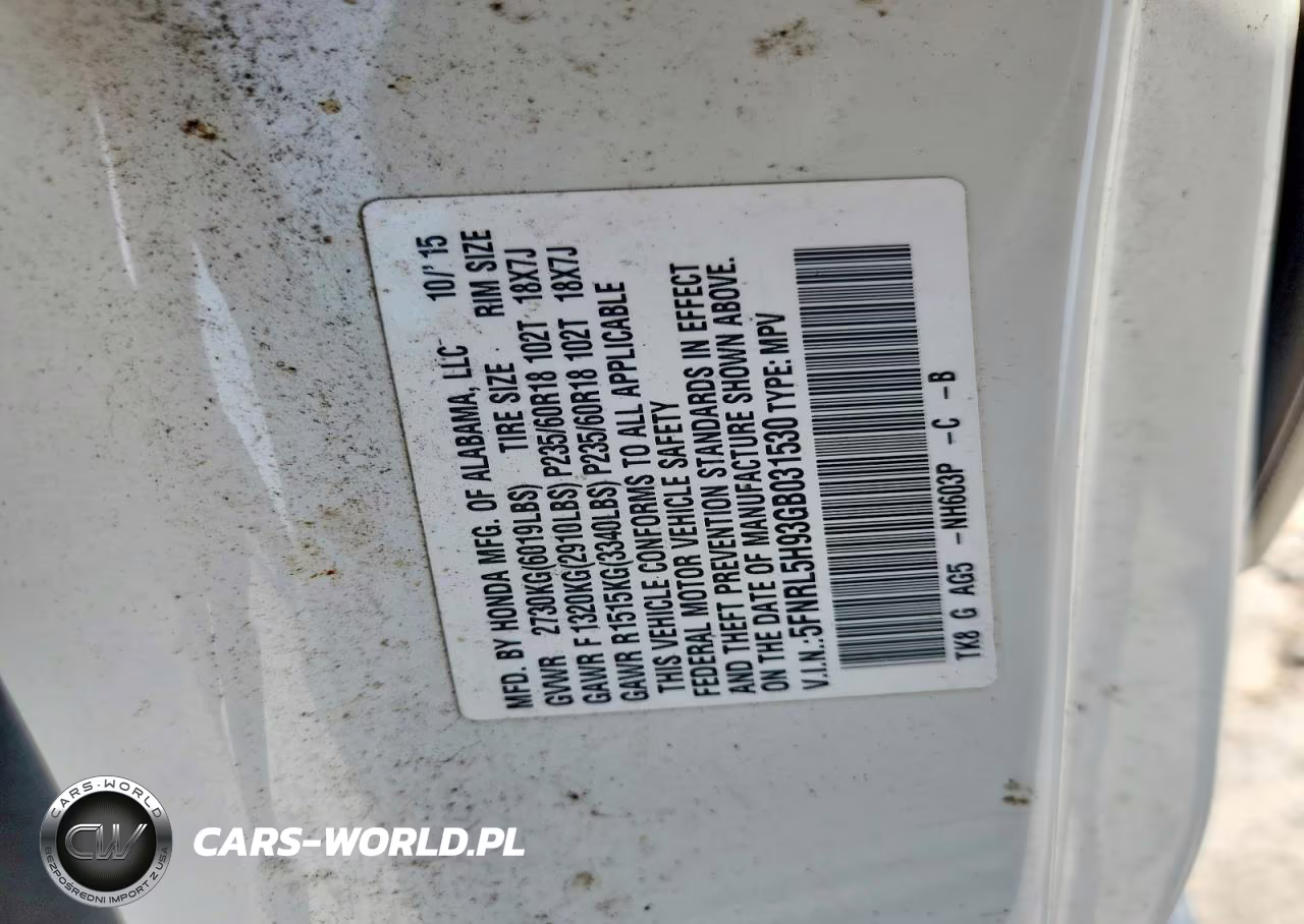 2016 Honda Odyssey Touring VIN:5FNRL5H93GB031530 - 12