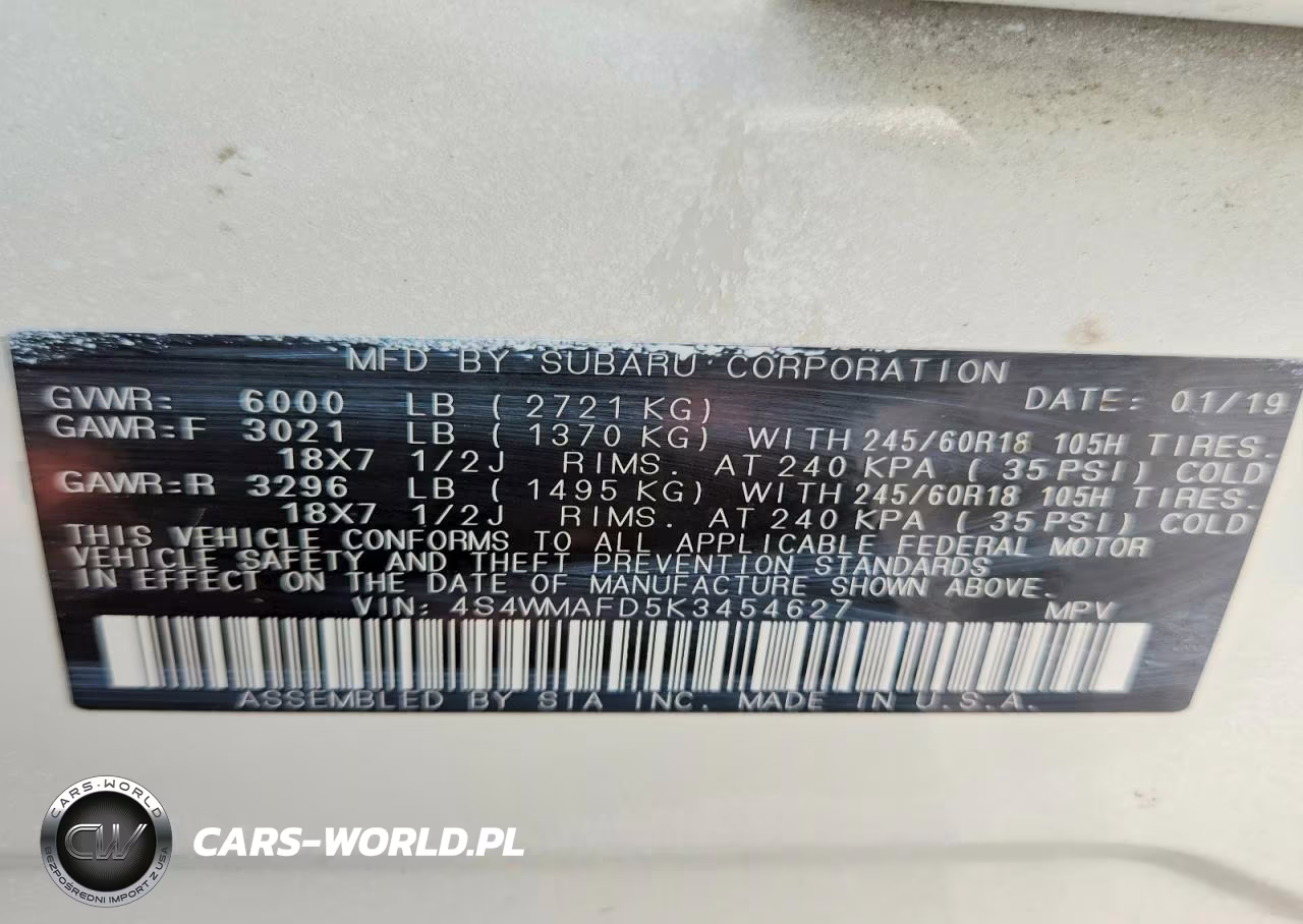 2019 Subaru Ascent Premium VIN:4S4WMAFD5K3454627 - 13