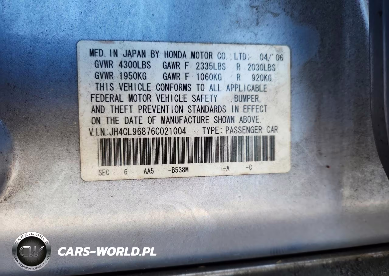 2006 Acura Tsx VIN:JH4CL96876C021004 - 12