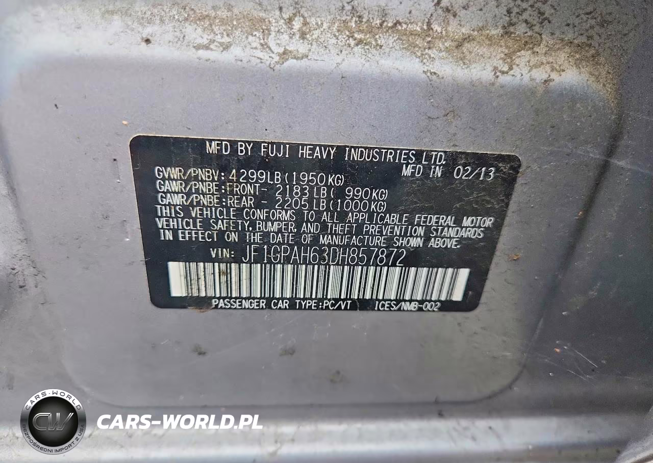 2013 Subaru Impreza Limited VIN:JF1GPAH63DH857872 - 12