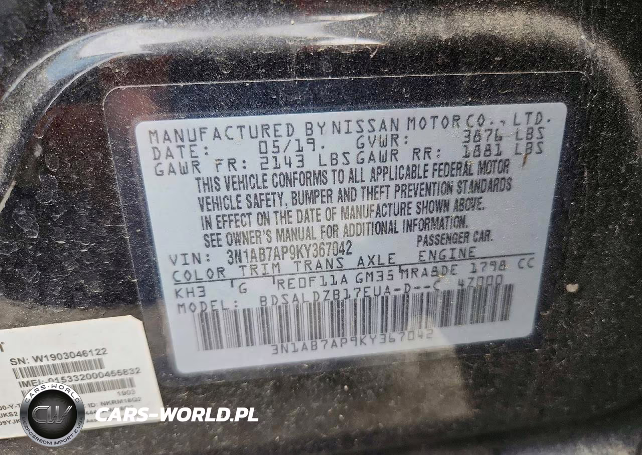 2019 Nissan Sentra Sv VIN:3N1AB7AP9KY367042 - 12
