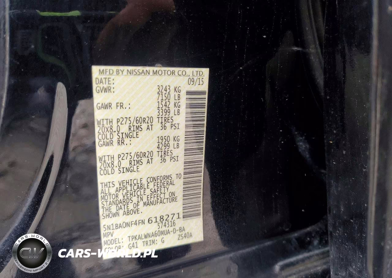 2015 Nissan Armada Platinum VIN:5N1BA0NF4FN618271 - 14