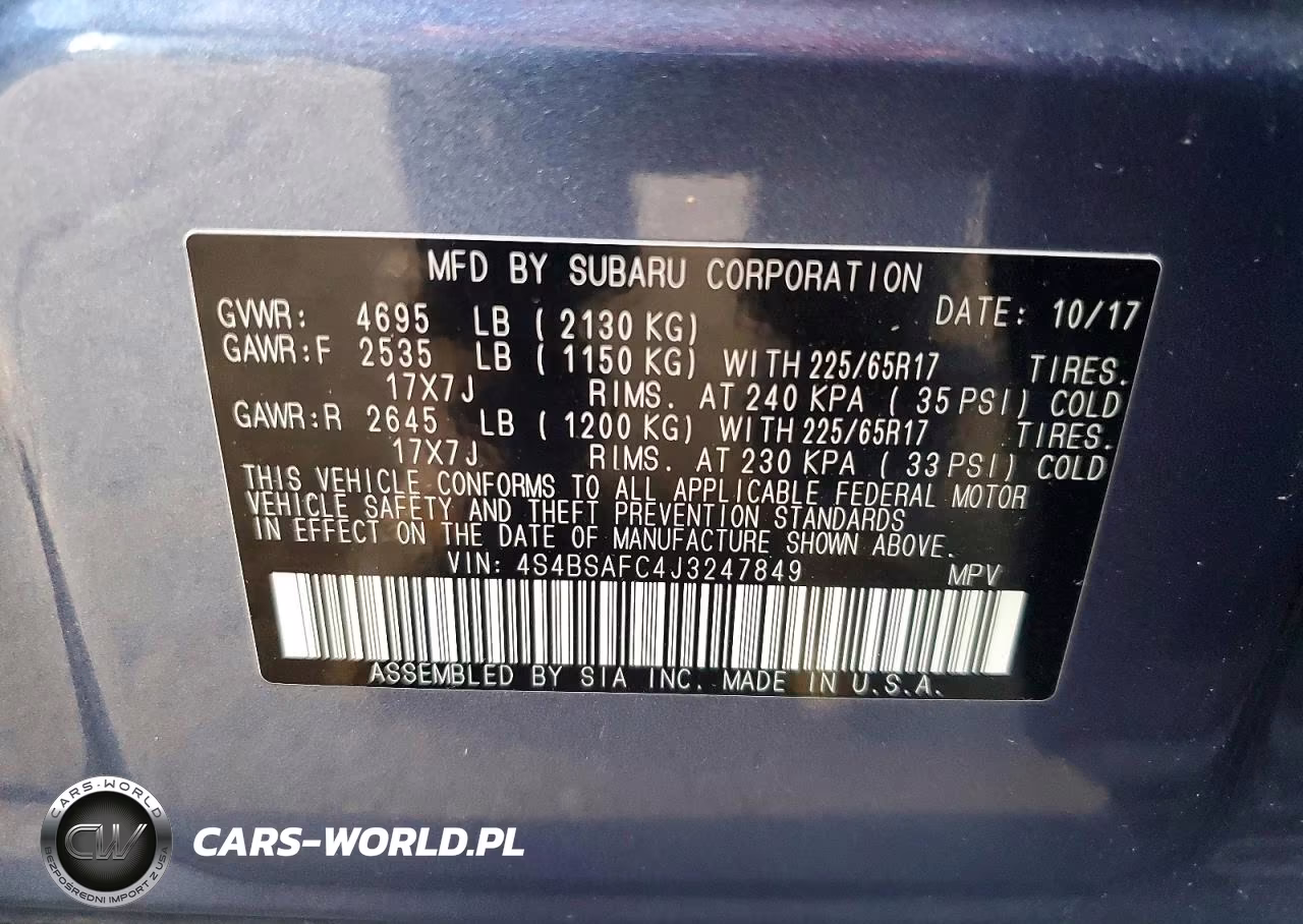 2018 Subaru Outback 2.5I Premium VIN:4S4BSAFC4J3247849 - 13