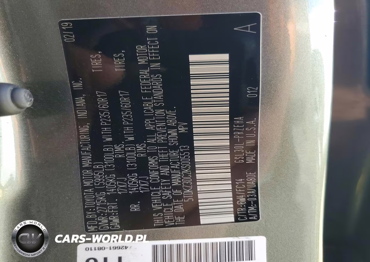2019 Toyota Sienna Le VIN:5TDKZ3DC2KS005513 - 13