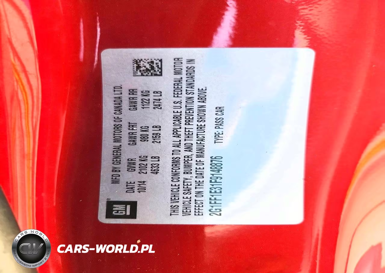 2015 Chevrolet Camaro Lt VIN:2G1FF1E31F9148876 - 12