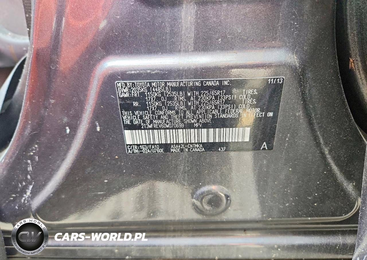 2013 Toyota Rav4 Xle VIN:2T3WFREV6DW070699 - 12