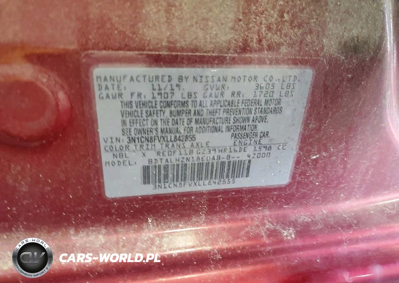 2020 Nissan Versa Sr VIN:3N1CN8FVXLL842855 - 12