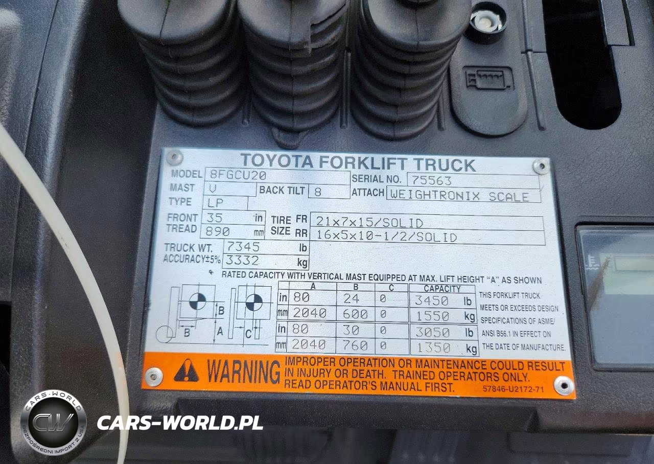 2016 Toyota 8Fgcu20 Forklift VIN:75563 - 10