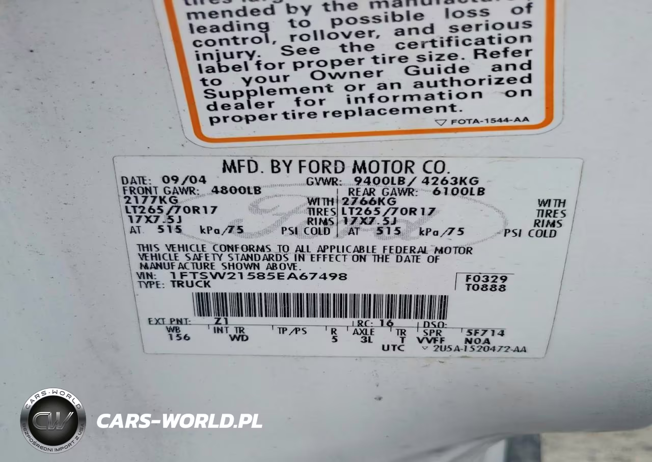 2005 Ford F250 Super Duty VIN:1FTSW21585EA67498 - 12