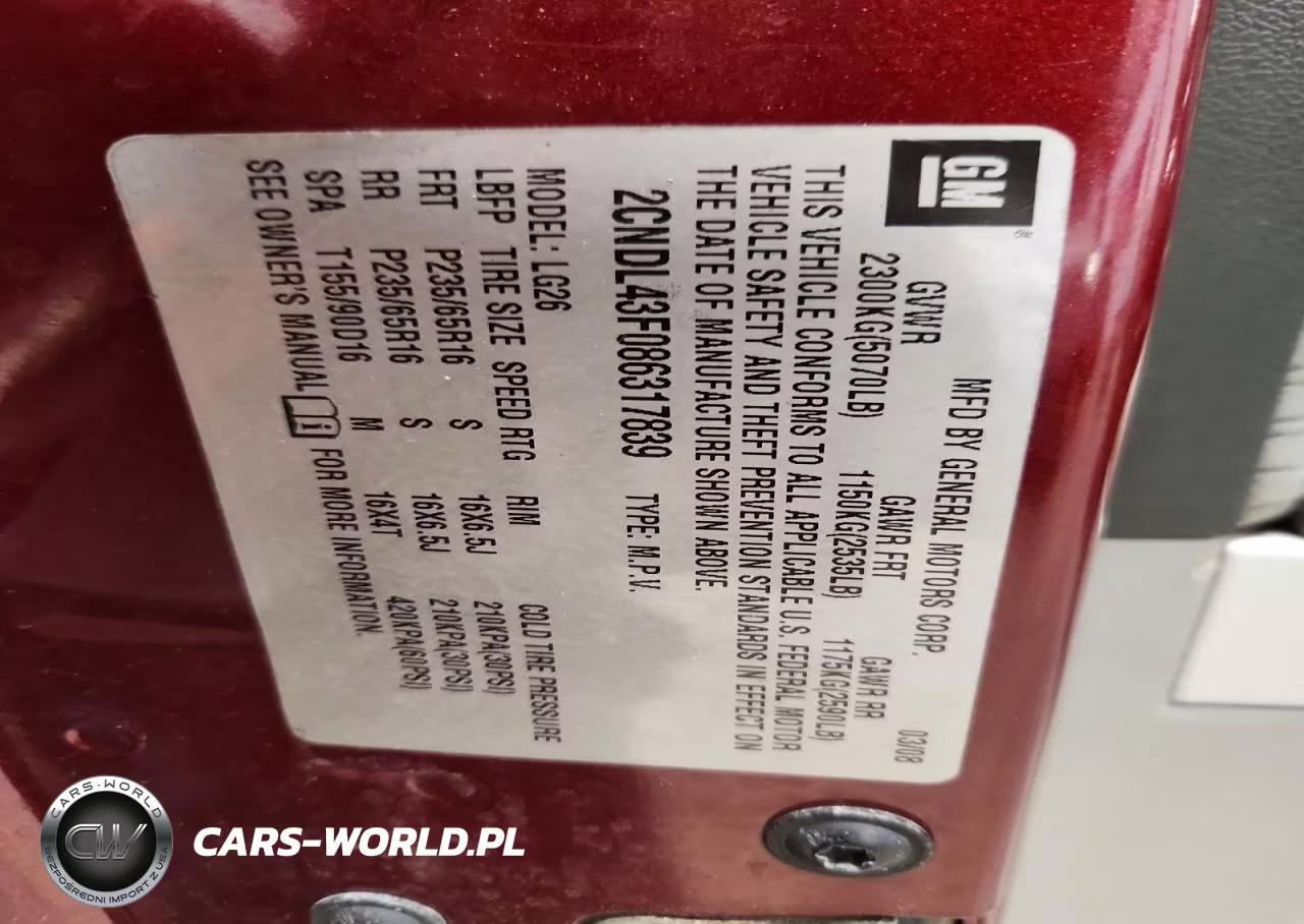 2008 Chevrolet Equinox Lt VIN:2CNDL43F086317839 - 12