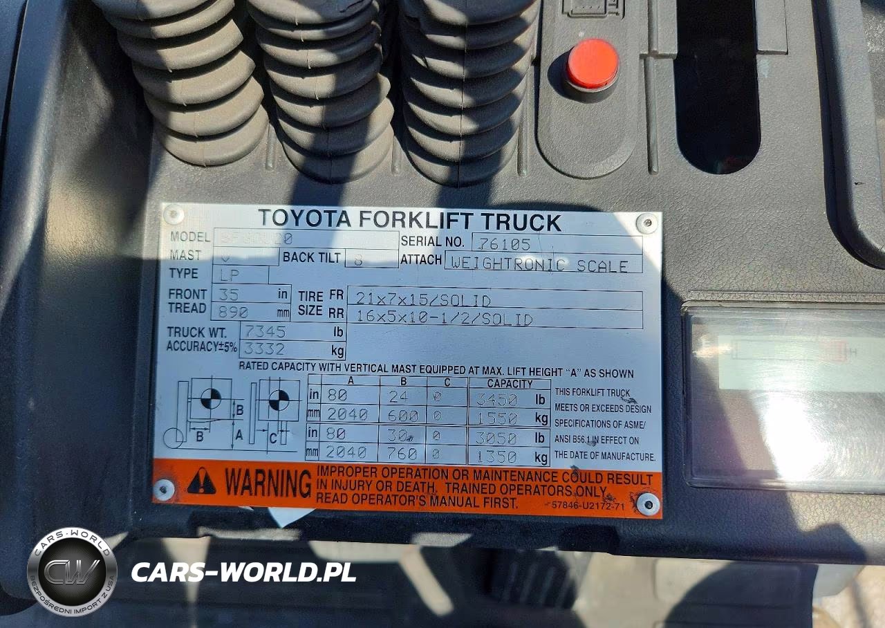 2016 Toyota 8Fgcu20 Forklift VIN:76105 - 10