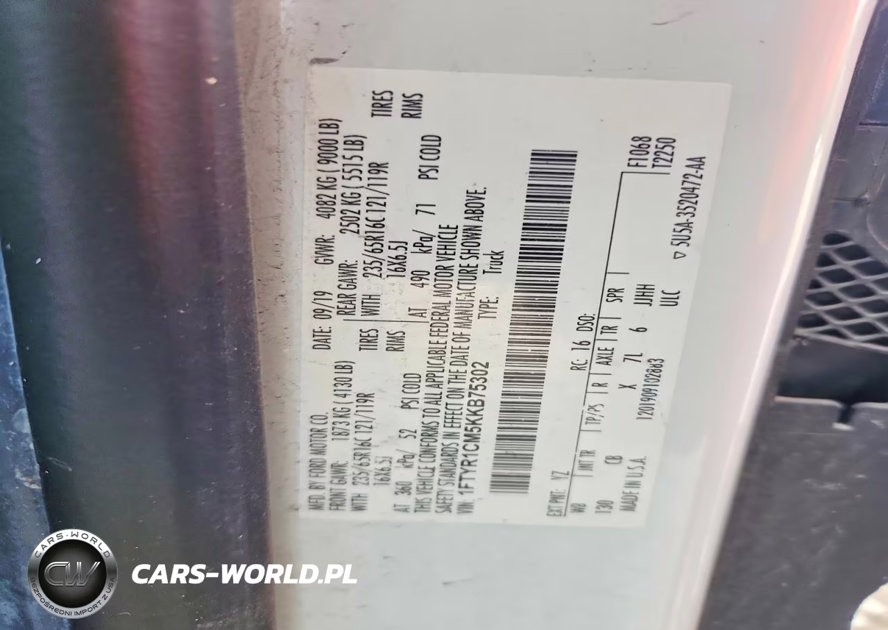 2019 Ford Transit T-250 VIN:1FTYR1CM5KKB75302 - 13