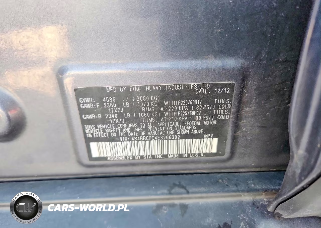 2014 Subaru Outback 2.5I Limited VIN:4S4BRCPC4E3266302 - 13