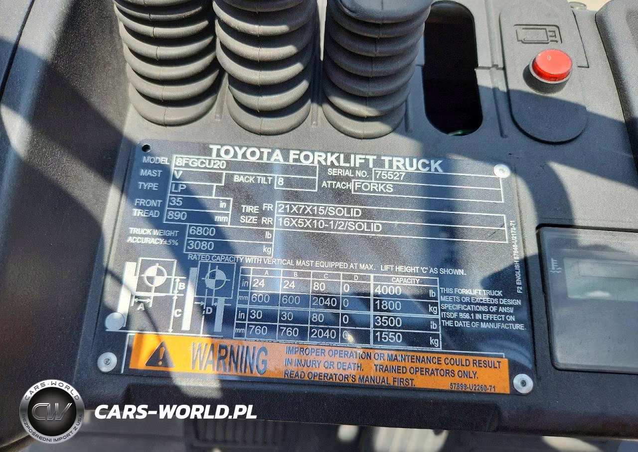 2016 Toyota 8Fgcu20 Forklift VIN:75527 - 10