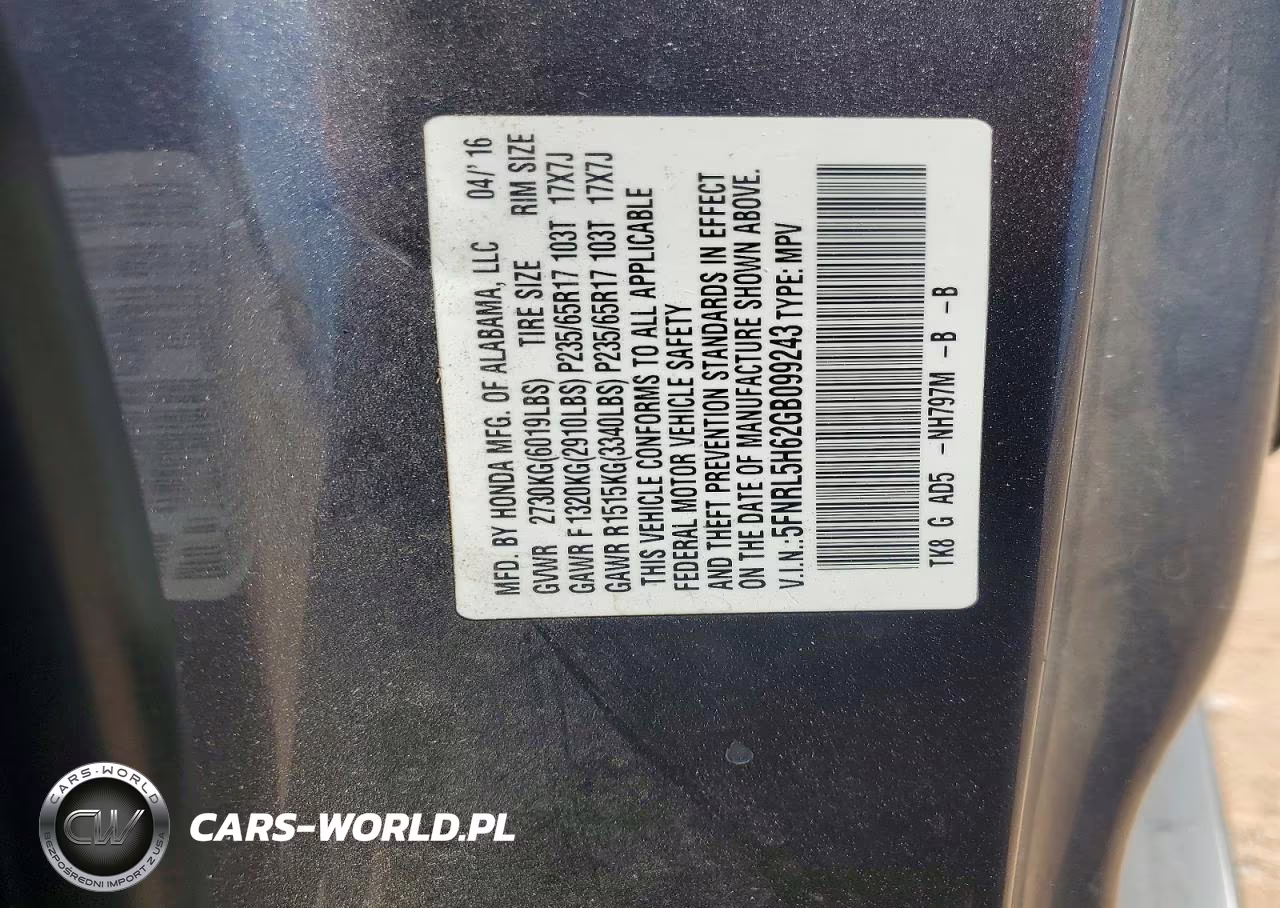 2016 Honda Odyssey Exl VIN:5FNRL5H62GB099243 - 13