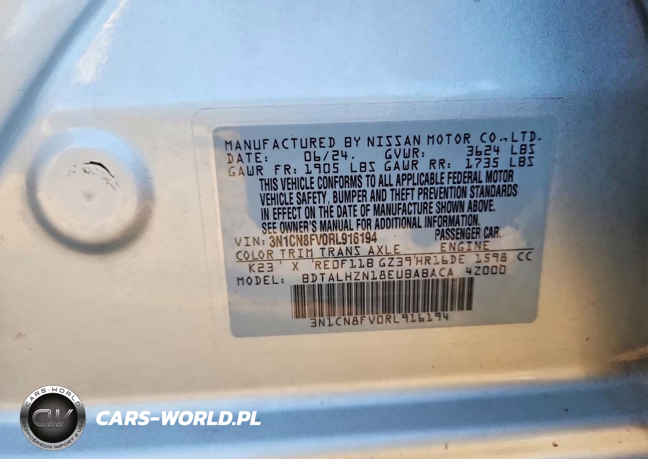 2024 Nissan Versa Sr VIN:3N1CN8FV0RL916194 - 13