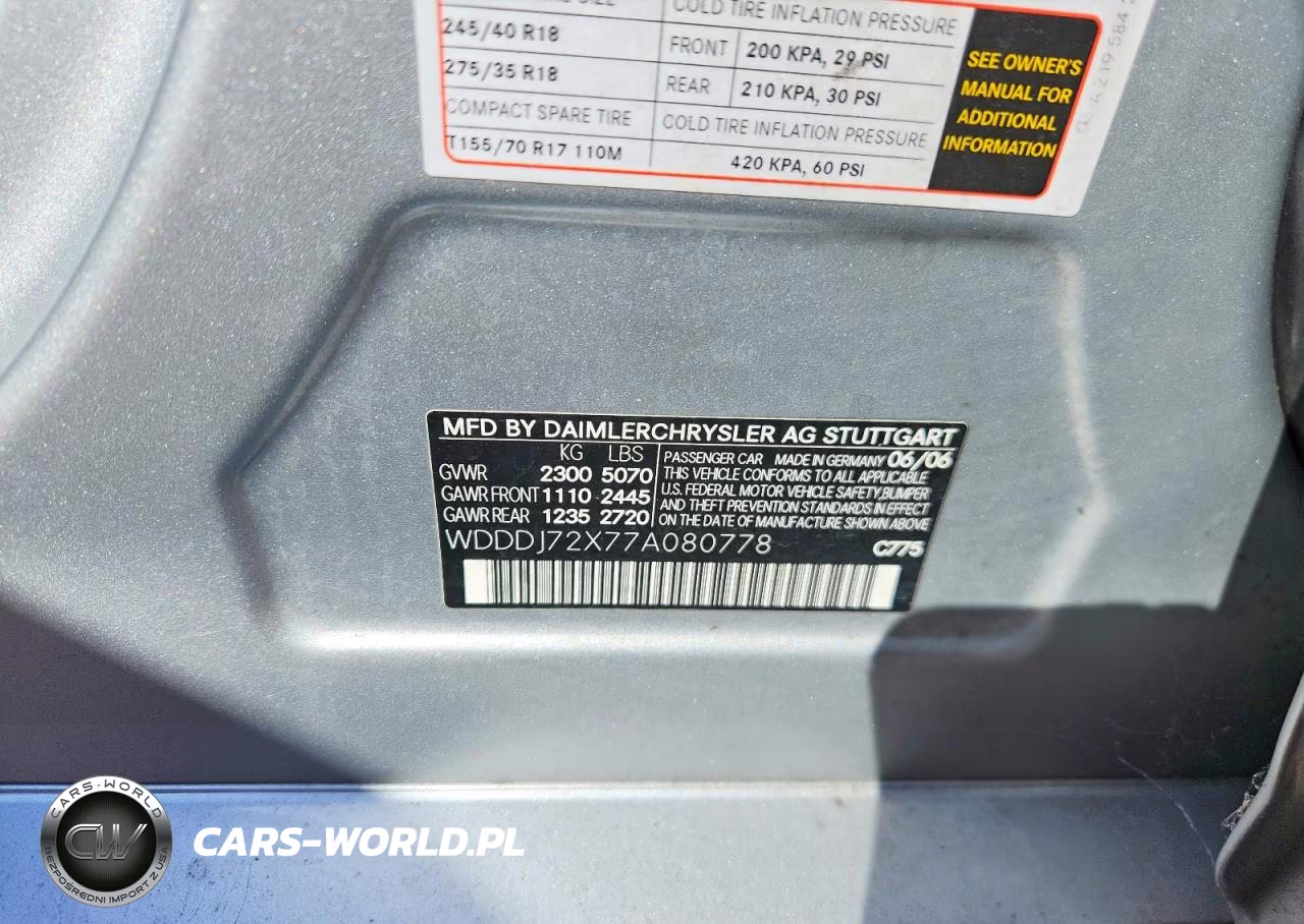 2007 Mercedes-Benz Cls 550 VIN:WDDDJ72X77A080778 - 12