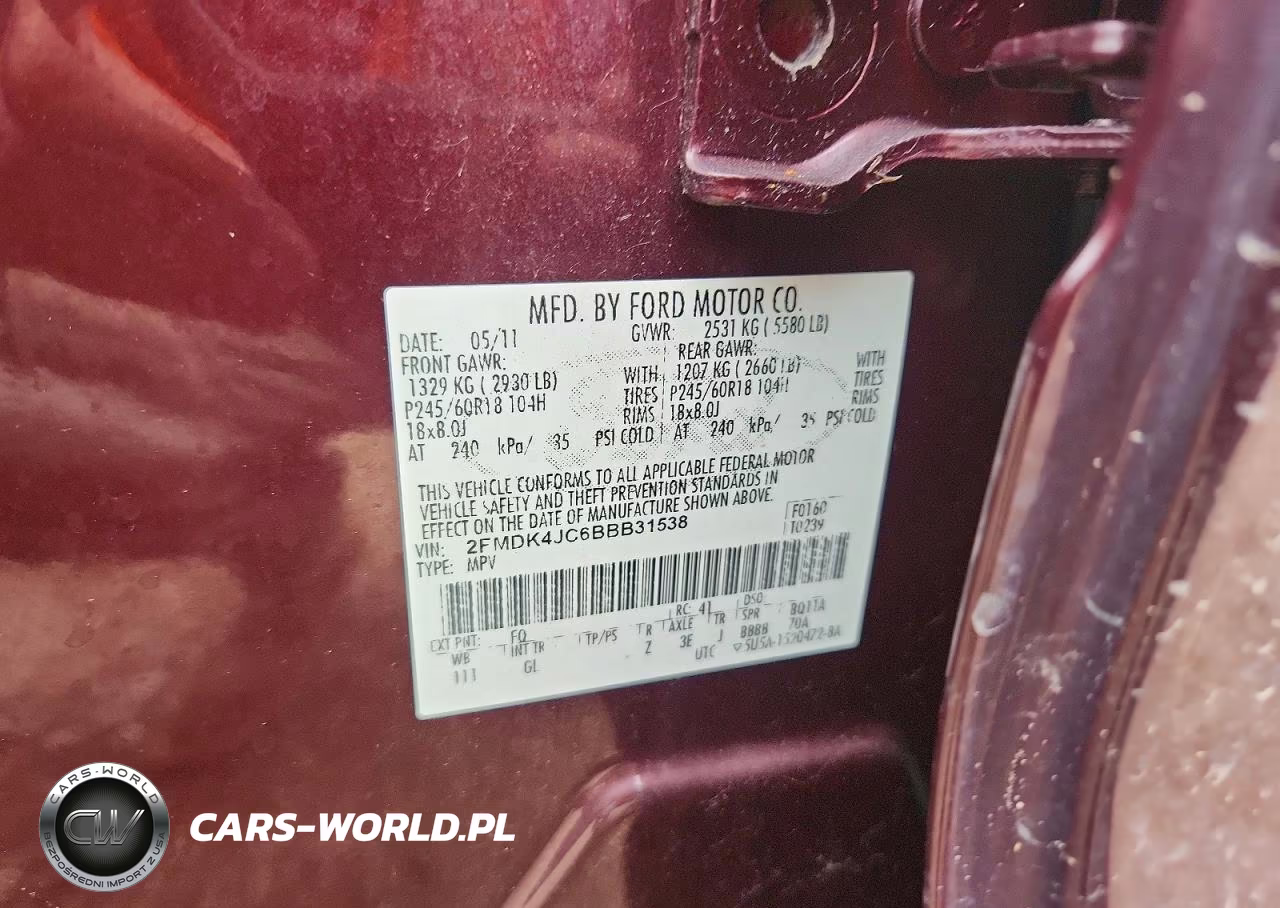 2011 Ford Edge Sel VIN:2FMDK4JC6BBB31538 - 12