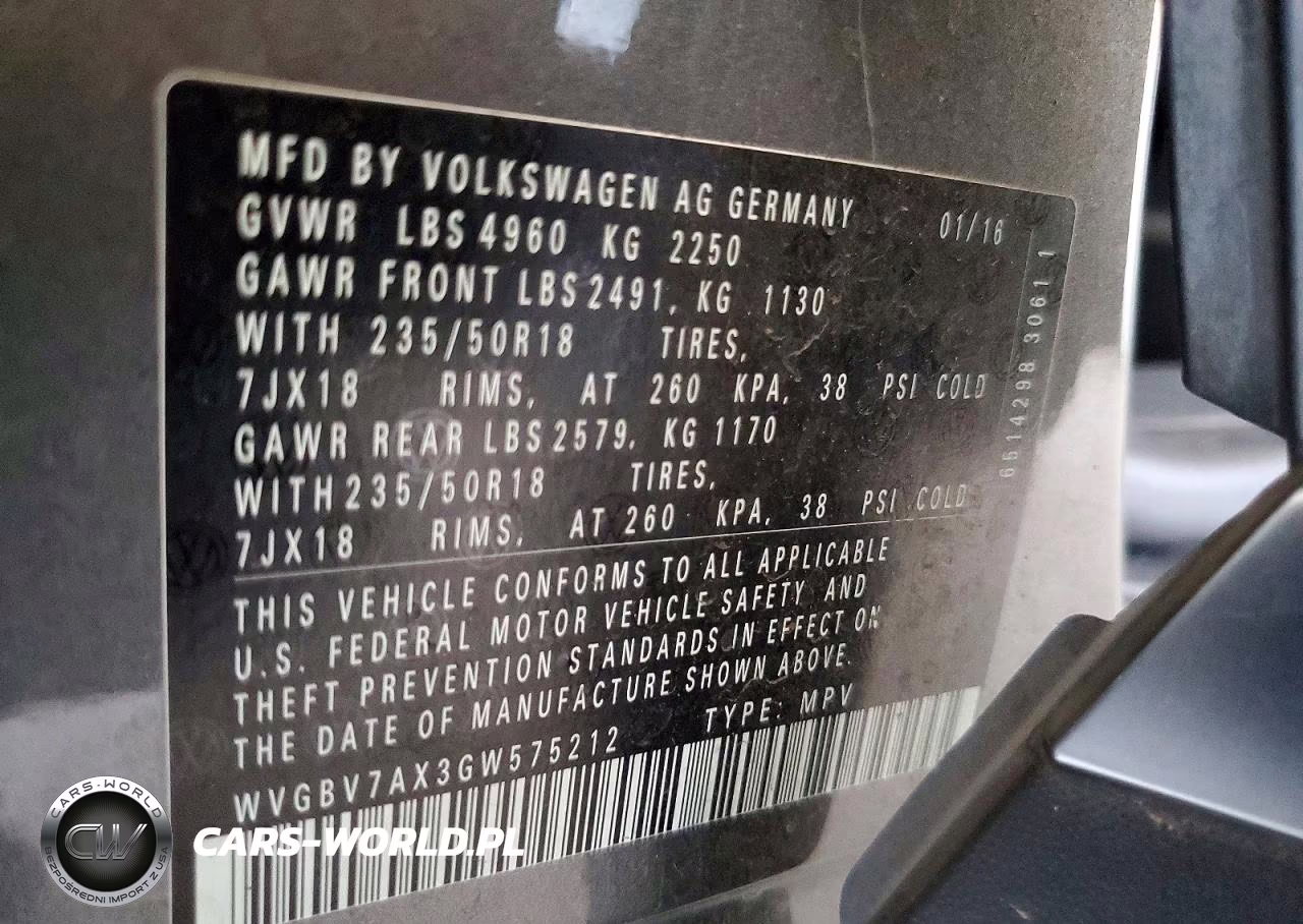 2016 Volkswagen Tiguan S VIN:WVGBV7AX3GW575212 - 12