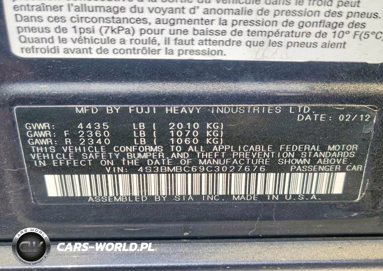 2012 Subaru Legacy 2.5I Premium VIN:4S3BMBC69C3027676 - 12