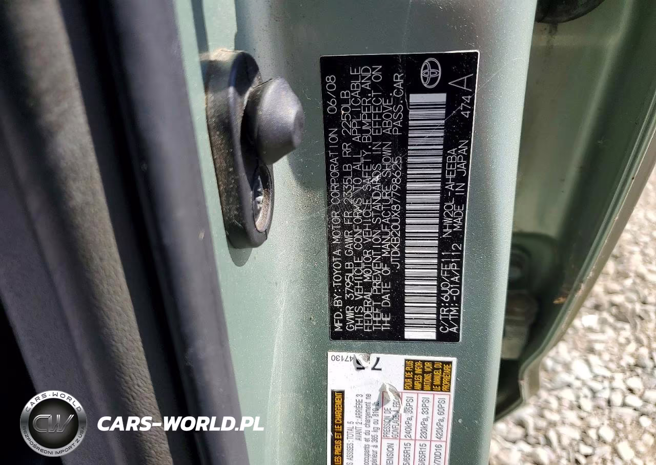 2008 Toyota Prius Base VIN:JTDKB20UX87798625 - 12