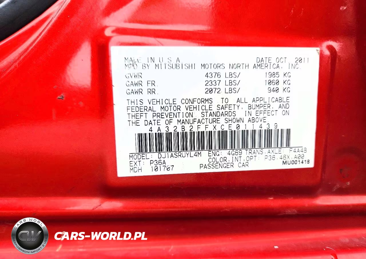 2012 Mitsubishi Galant Fe VIN:4A32B2FFXCE011439 - 12