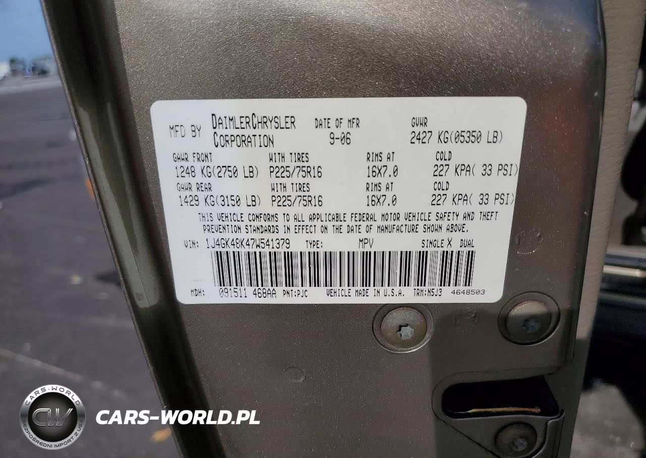 2007 Jeep Liberty Sport VIN:1J4GK48K47W541379 - 13