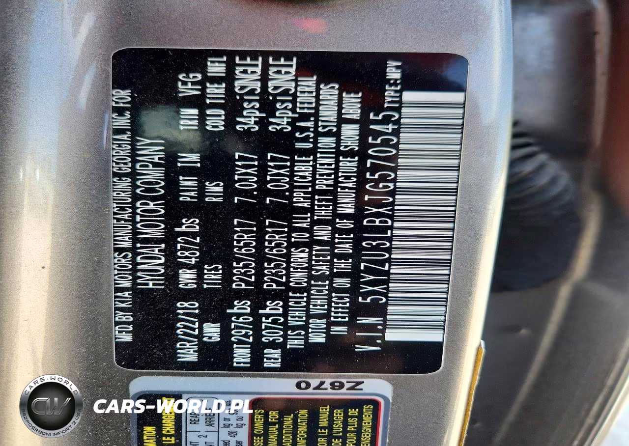 2018 Hyundai Santa Fe Sport 2.4L VIN:5XYZU3LBXJG570545 - 13