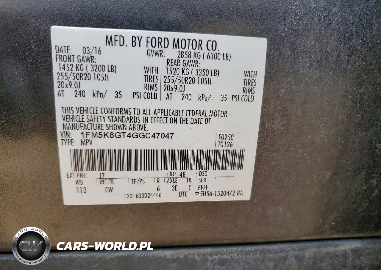 2016 Ford Explorer Sport VIN:1FM5K8GT4GGC47047 - 14