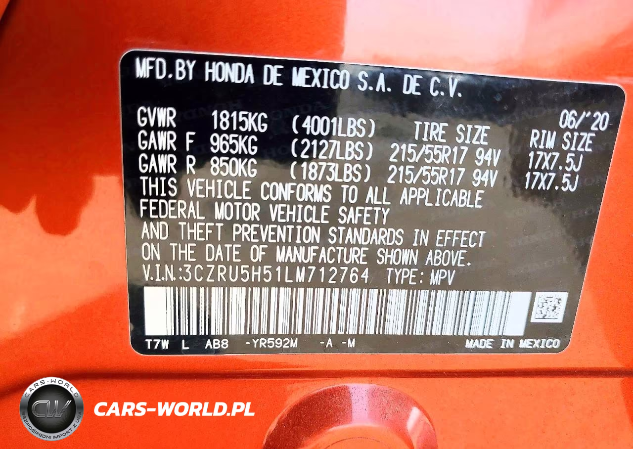 2020 Honda Hr-V Ex VIN:3CZRU5H51LM712764 - 12
