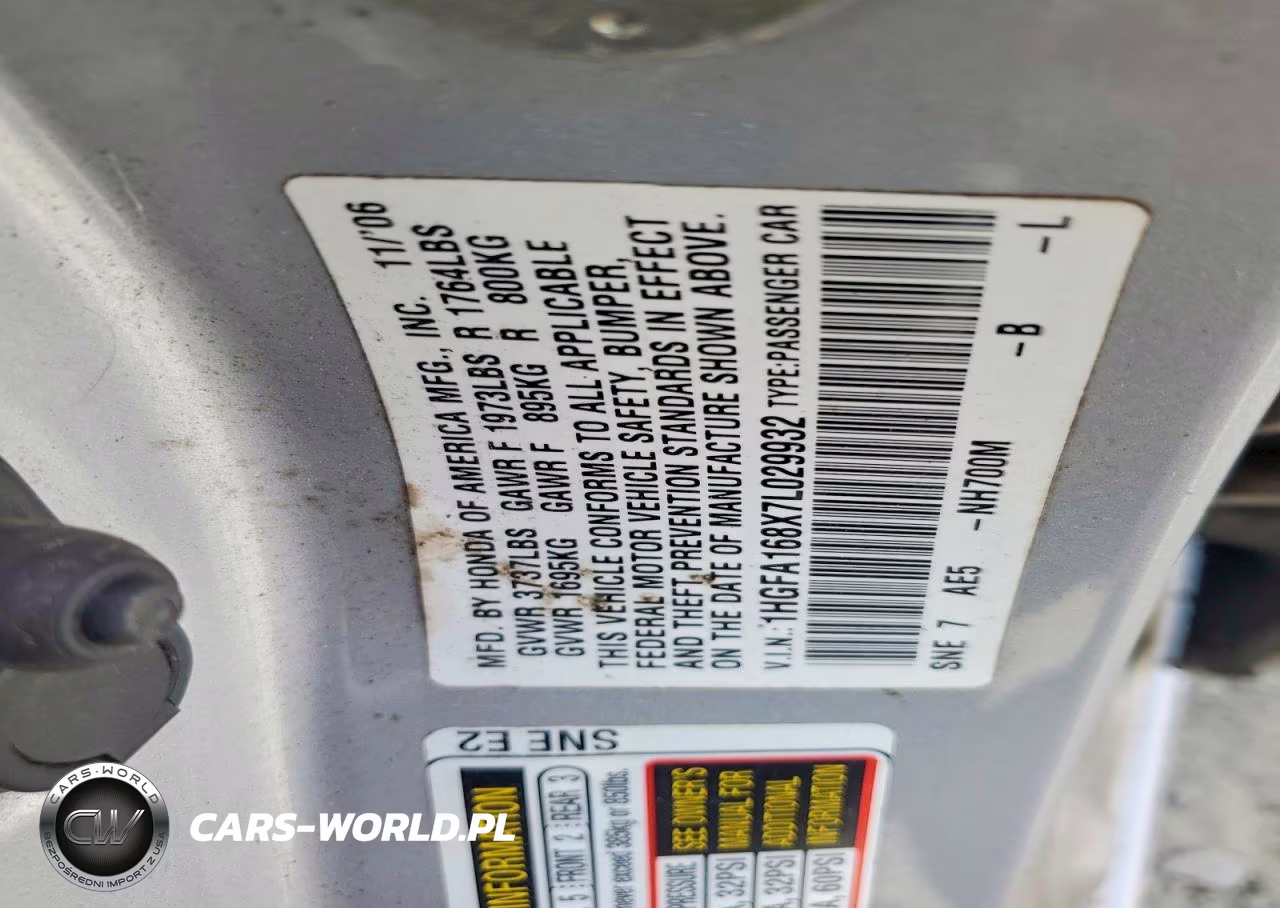 2007 Honda Civic Ex VIN:1HGFA168X7L029932 - 12